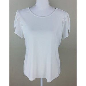 Preston & York Women's Tulip Sleeve Blouse Top White Size L